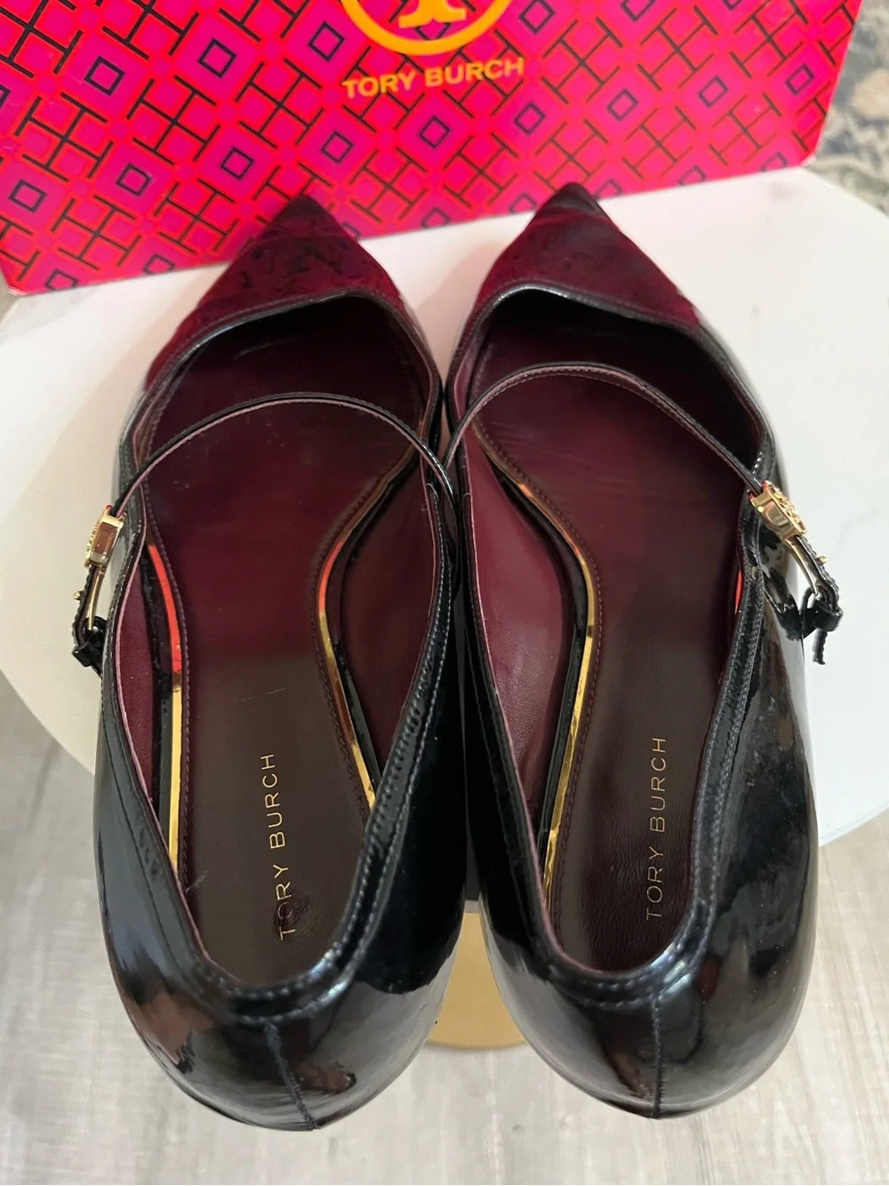 Tory Burch Black Patent Leather Mary Jane Flats